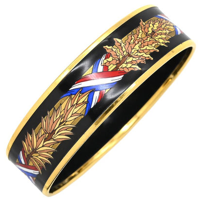 Hermes Bangle Emile GM Cloisonne Black Gold Hardware Black