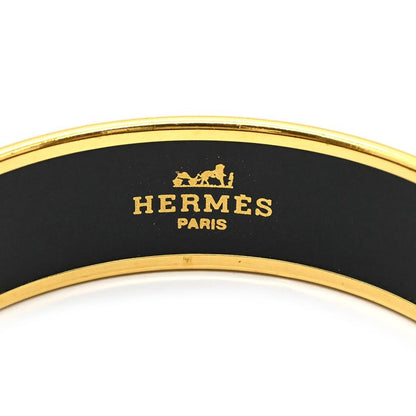 Hermes Bangle Emile GM Cloisonne Black Gold Hardware Black