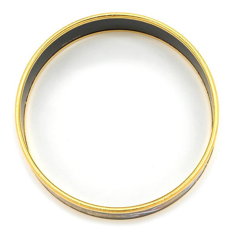 Hermes Bangle Emile GM Cloisonne Black Gold Hardware Black