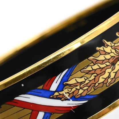 Hermes Bangle Emile GM Cloisonne Black Gold Hardware Black