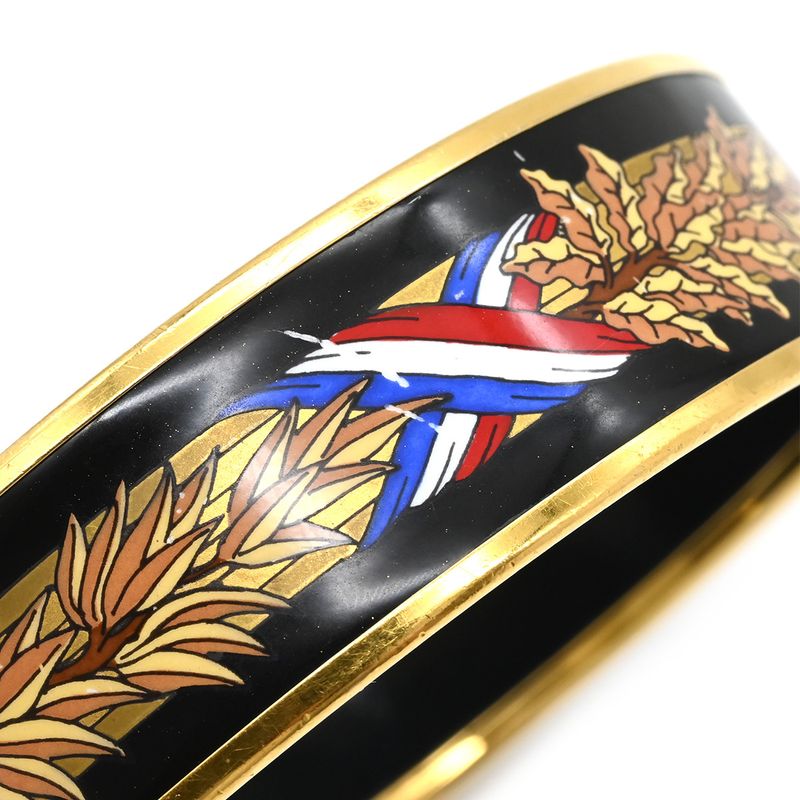 Hermes Bangle Emile GM Cloisonne Black Gold Hardware Black