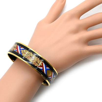 Hermes Bangle Emile GM Cloisonne Black Gold Hardware Black