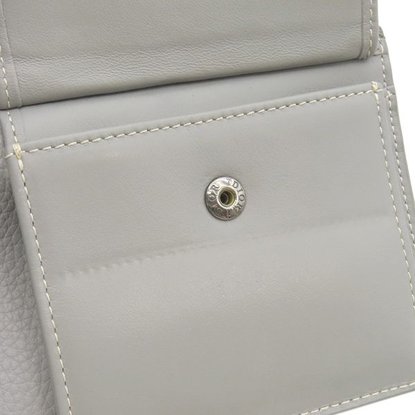 Christian Dior CD 1947 Wallet Grain Calf Leather Gray Logo