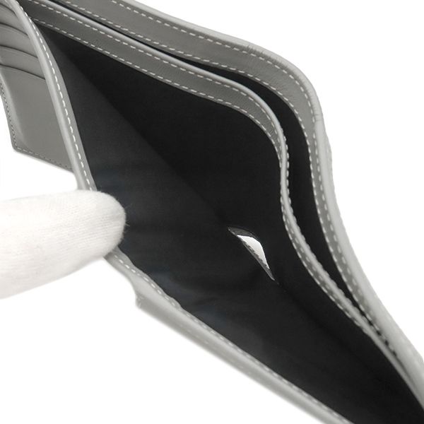 Christian Dior CD 1947 Wallet Grain Calf Leather Gray Logo