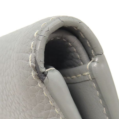 Christian Dior CD 1947 Wallet Grain Calf Leather Gray Logo