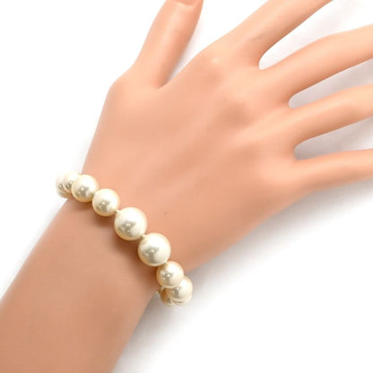 Chanel Bracelet Coco Mark Pearl GP Faux Pearl Rhinestone Gold X White CC [box