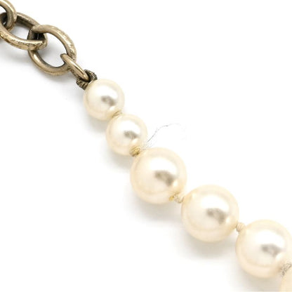 Chanel Bracelet Coco Mark Pearl GP Faux Pearl Rhinestone Gold X White CC [box