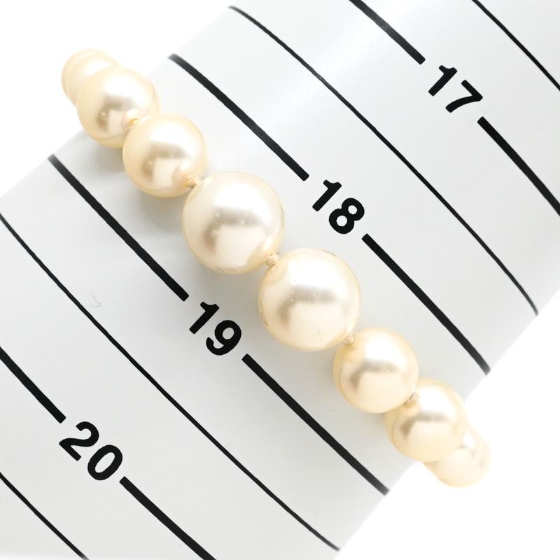 Chanel Bracelet Coco Mark Pearl GP Faux Pearl Rhinestone Gold X White CC [box
