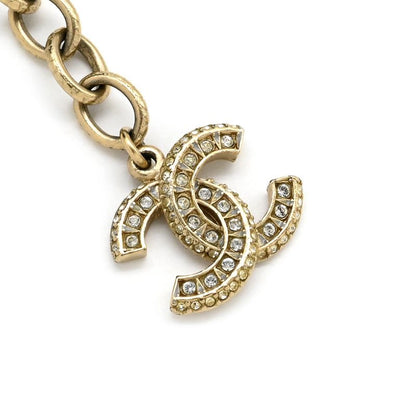 Chanel Bracelet Coco Mark Pearl GP Faux Pearl Rhinestone Gold X White CC [box