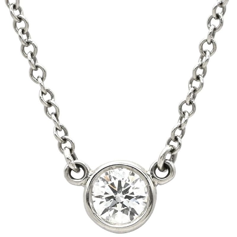 Tiffany & Co Tiffany & Co Necklace by-the-Yard Single Diamond Pendant Pt950