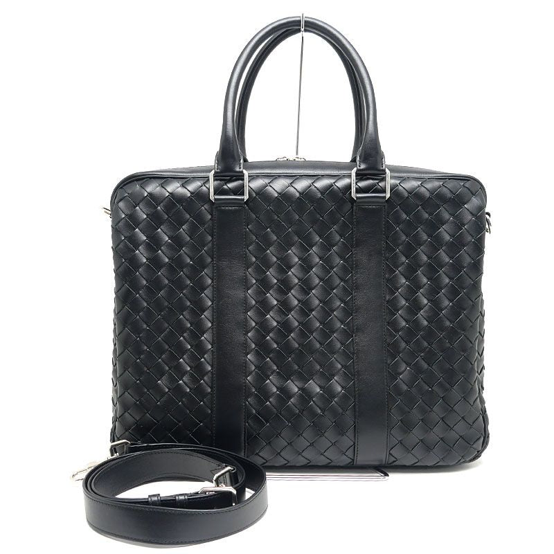 Bottega Veneta Briefcase Intrecciato Black Business Bag