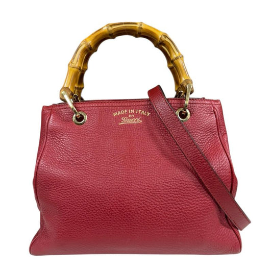 Gucci Bamboo Shoulder Bag Leather 336032 Red Ladies Gucci Preowned Gucci
