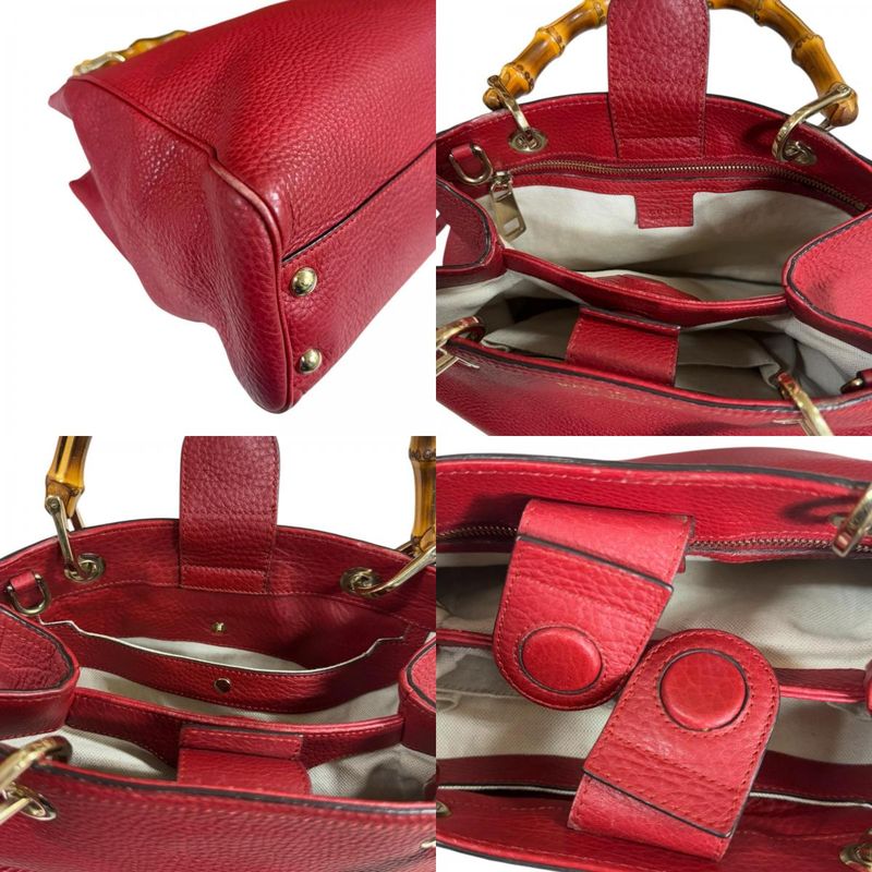 Gucci Bamboo Shoulder Bag Leather 336032 Red Ladies Gucci Preowned Gucci