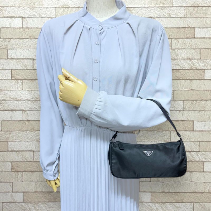 Prada Accessory Pouch Handbag Nylon Mv633 Black Ladies Prada Preowned Prada