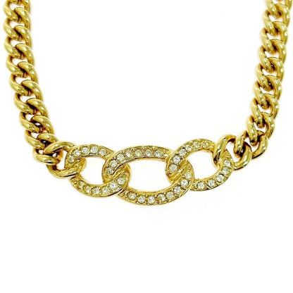 Christian Dior GP Rhinestone Necklace Gold 501582 Necklace