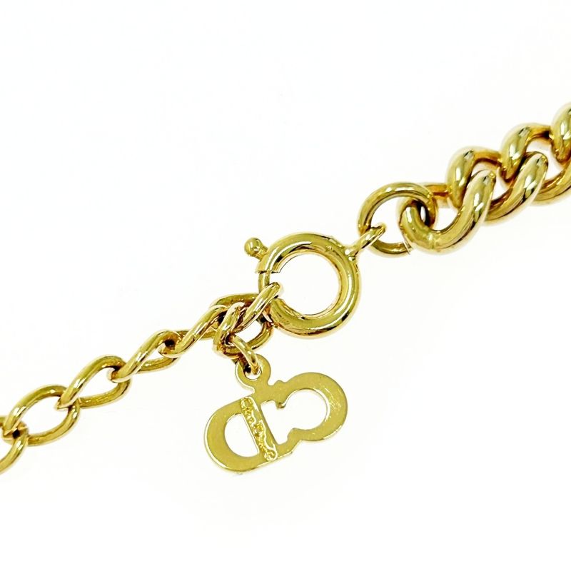 Christian Dior GP Rhinestone Necklace Gold 501582 Necklace