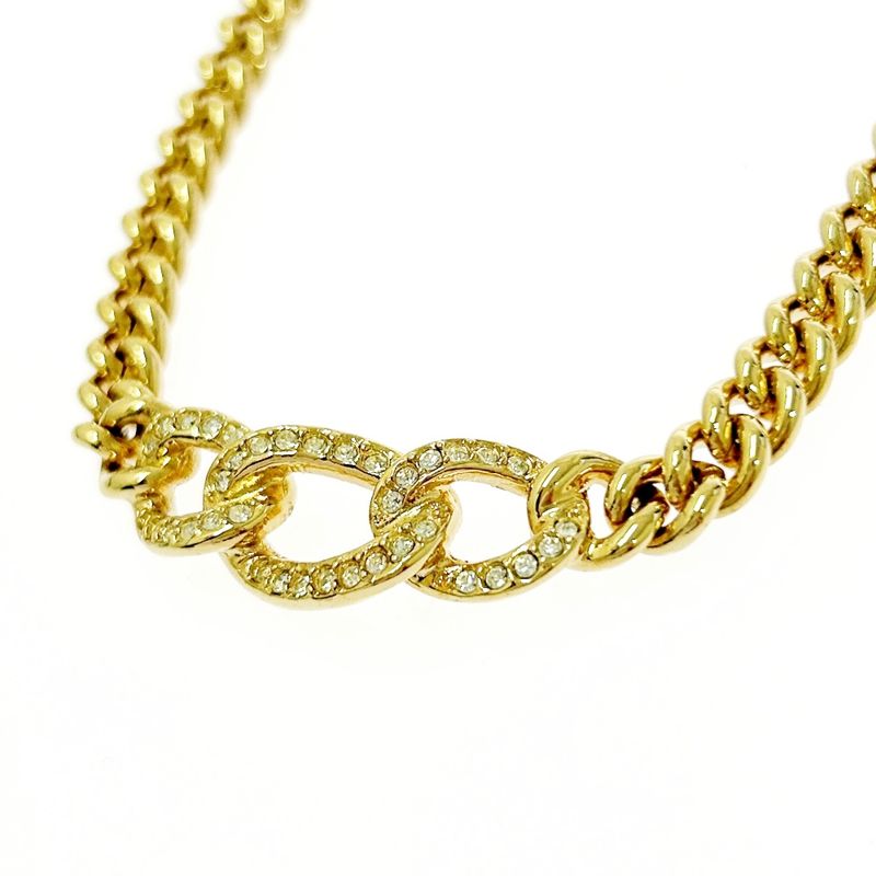 Christian Dior GP Rhinestone Necklace Gold 501582 Necklace
