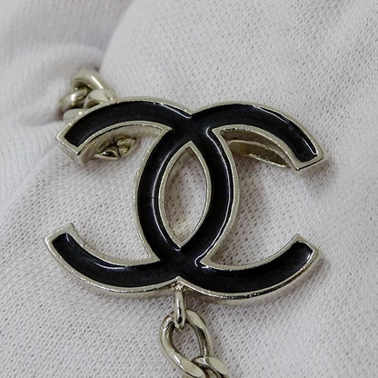 Chanel Belt Women's Brand Silver Black Chain Belt Coco Mark Fashionable