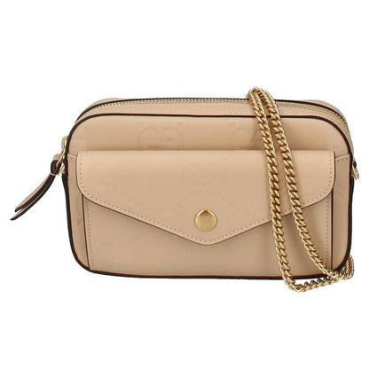 Gucci GG Mini Shoulder Bag 781554 Leather Women's Shoulder Bag Beige Excellent