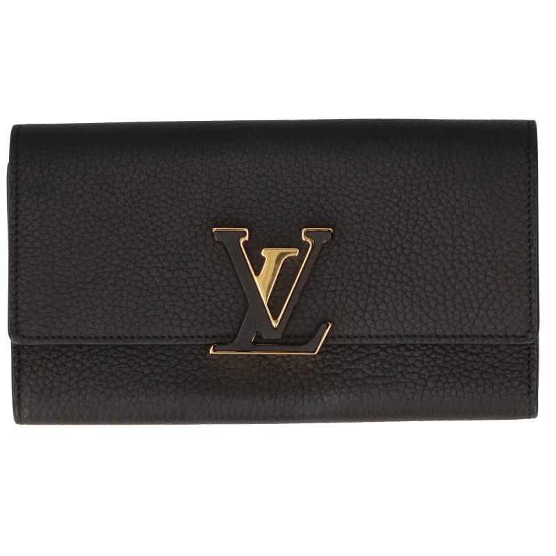 Louis Vuitton Portefeuille Capucines M61248 Taurillon Leather Women Noir Black