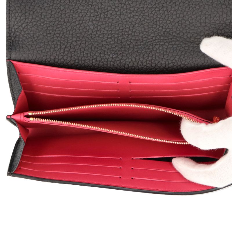 Louis Vuitton Portefeuille Capucines M61248 Taurillon Leather Women Noir Black