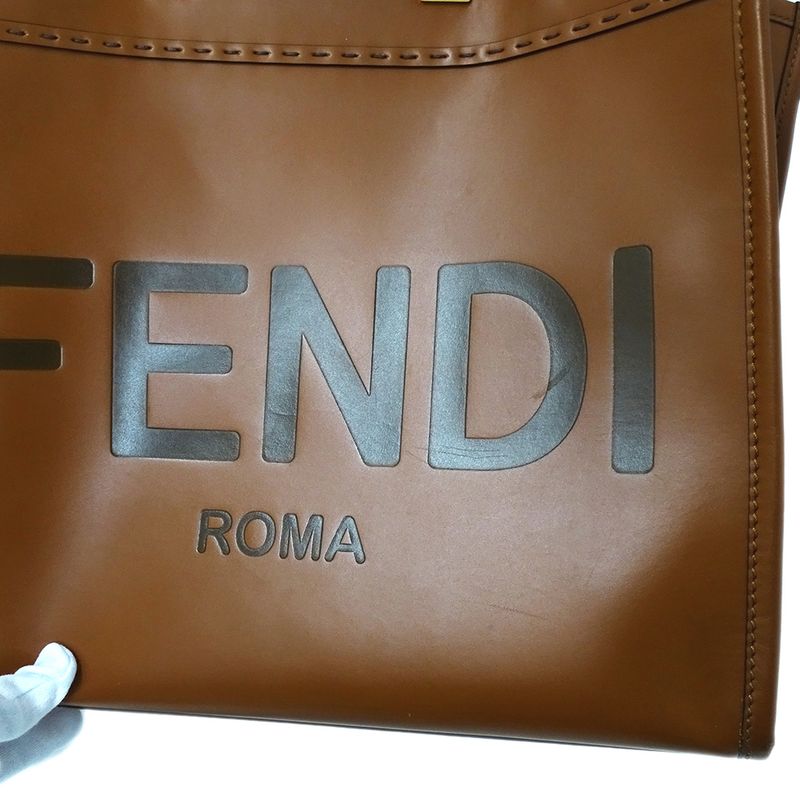 Fendi Bag Women's Brand Handbag Shoulder Bag 2way Sunshine Medium Leather Brown