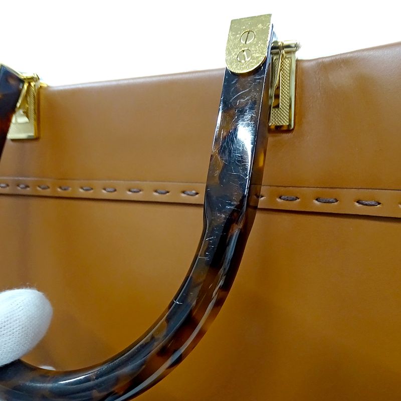 Fendi Bag Women's Brand Handbag Shoulder Bag 2way Sunshine Medium Leather Brown