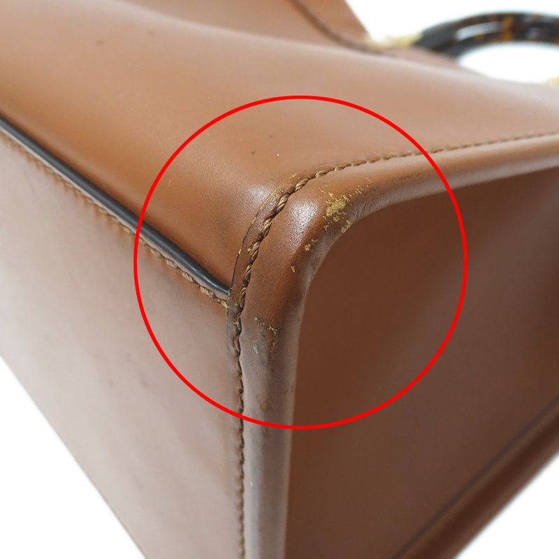 Fendi Bag Women's Brand Handbag Shoulder Bag 2way Sunshine Medium Leather Brown