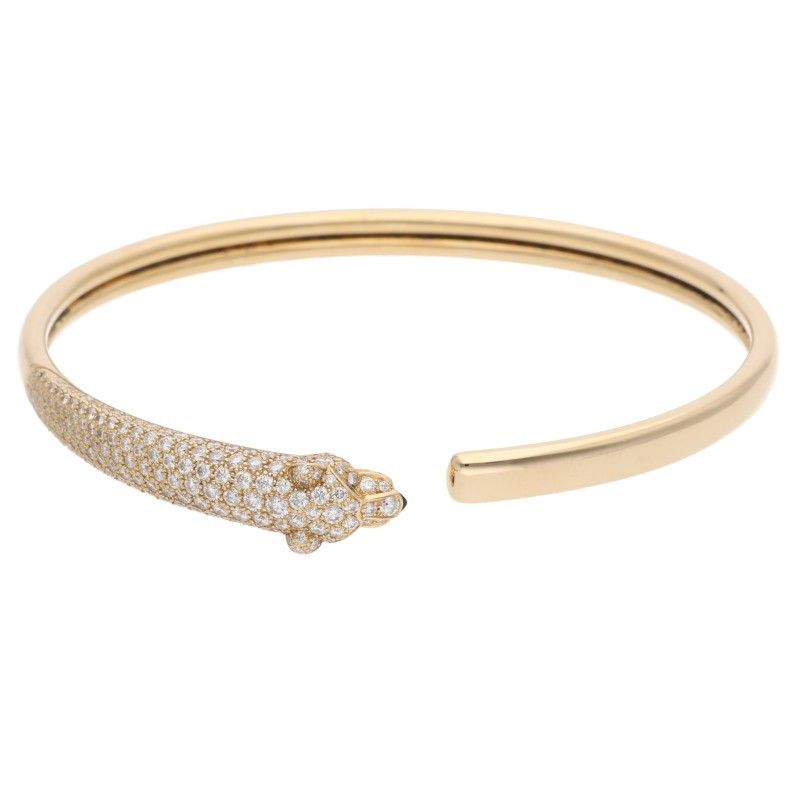 Cartier Panther De Cartier 18K Yellow Gold Tsavorite Garnet Onyx Bracelet Men's