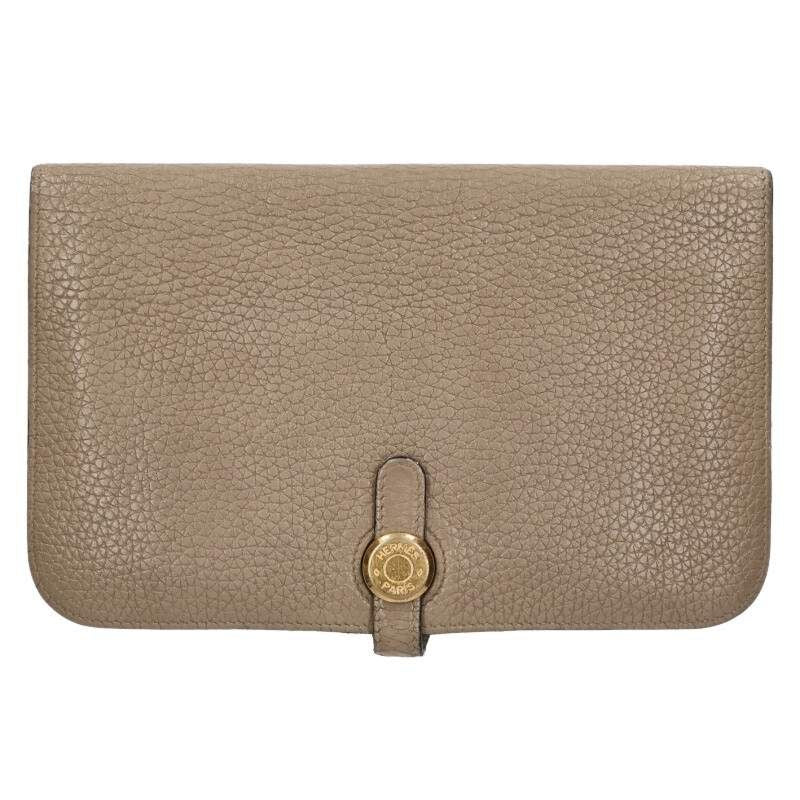 Hermes Dogon GM □R Engraved Togo Ghardware Wallet With Pouch Men's GM