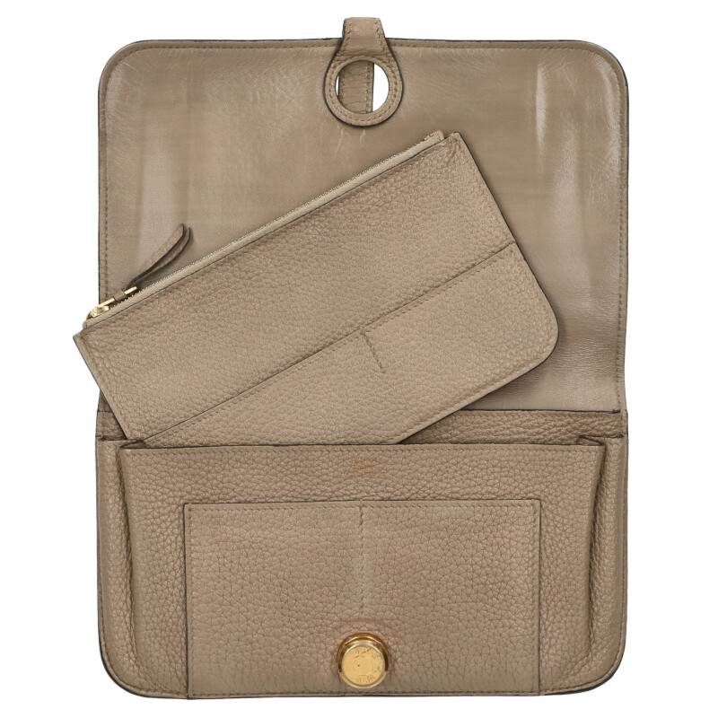 Hermes Dogon GM □R Engraved Togo Ghardware Wallet With Pouch Men's GM