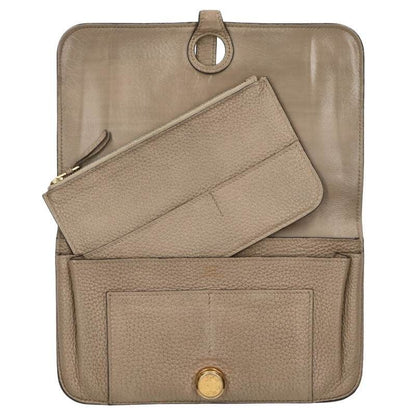 Hermes Dogon GM □R Engraved Togo Ghardware Wallet With Pouch Men's GM