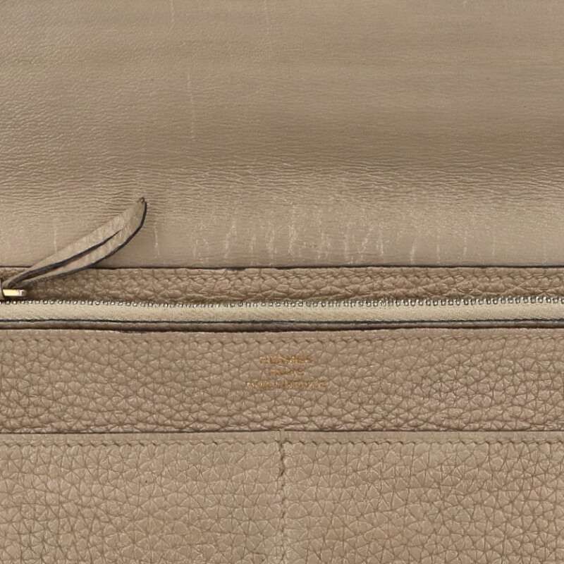 Hermes Dogon GM □R Engraved Togo Ghardware Wallet With Pouch Men's GM