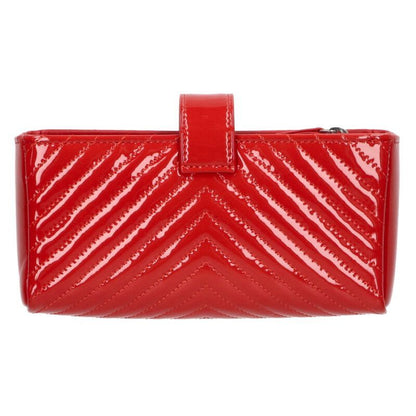 Chanel V-stitched Patent CC Pouch Women's