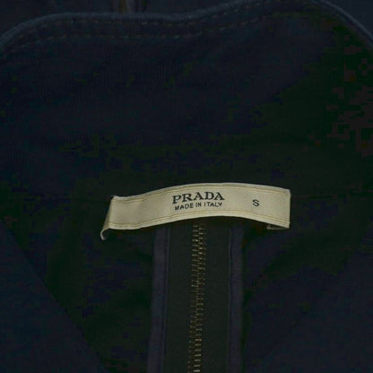 Prada Cut And Sleeve Short Sleeve Back Zip Cotton S Navy AN33