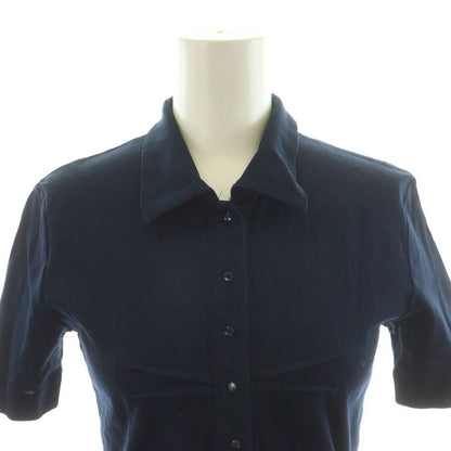Prada Cut And Sleeve Short Sleeve Back Zip Cotton S Navy AN33