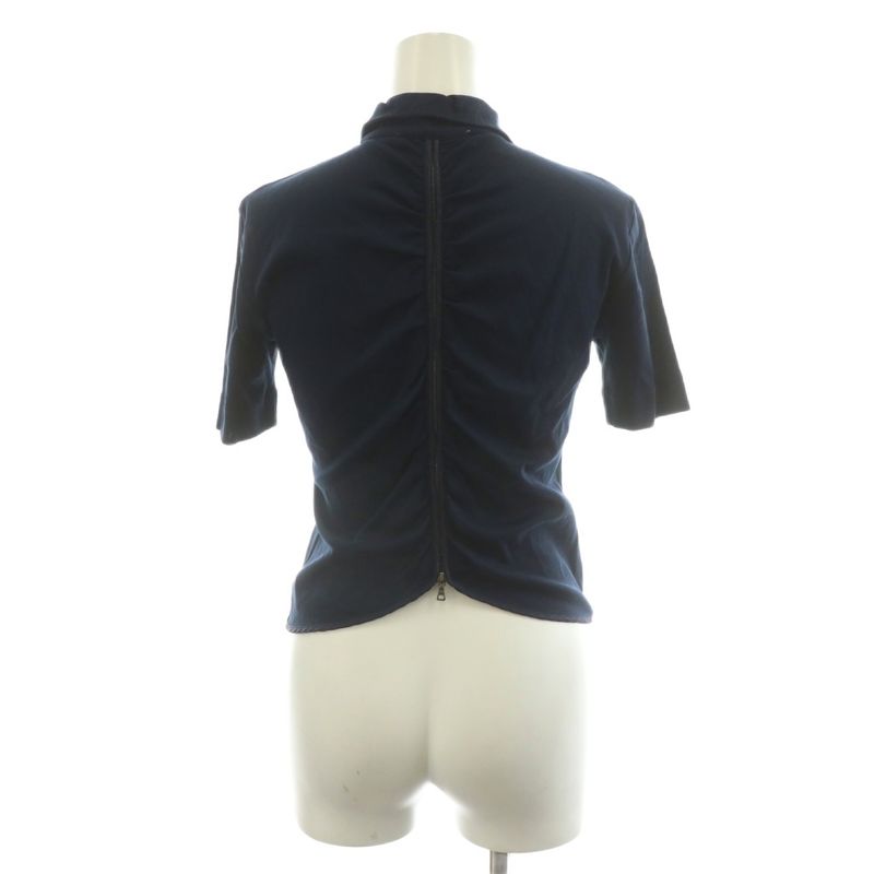 Prada Cut And Sleeve Short Sleeve Back Zip Cotton S Navy AN33