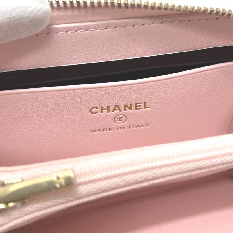 Chanel Long Wallet Coco Mark Ap4658 Caviar Skin Pink