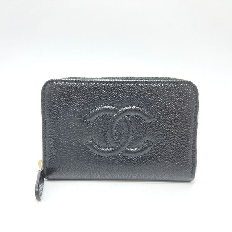 Chanel Long Wallet Coco Mark Ap4658 Caviar Skin Black