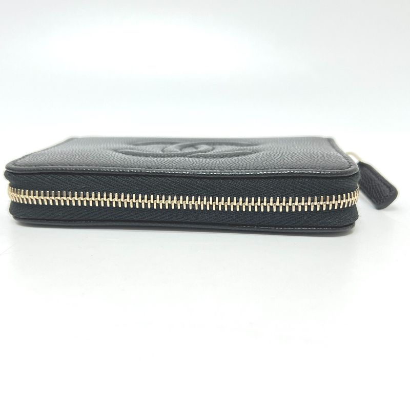 Chanel Long Wallet Coco Mark Ap4658 Caviar Skin Black