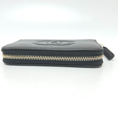 Chanel Long Wallet Coco Mark Ap4658 Caviar Skin Black