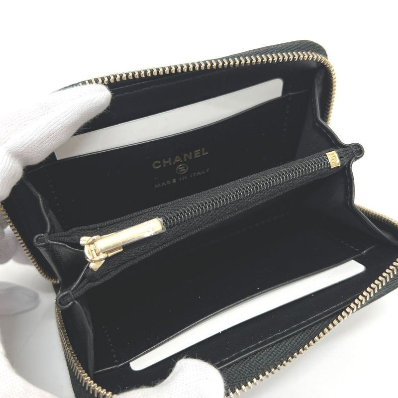Chanel Long Wallet Coco Mark Ap4658 Caviar Skin Black