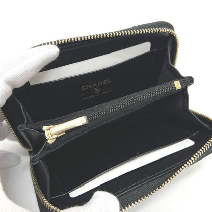 Chanel Long Wallet Coco Mark Ap4658 Caviar Skin Black