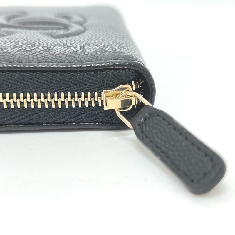 Chanel Long Wallet Coco Mark Ap4658 Caviar Skin Black