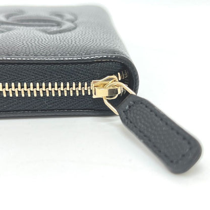 Chanel Long Wallet Coco Mark Ap4658 Caviar Skin Black