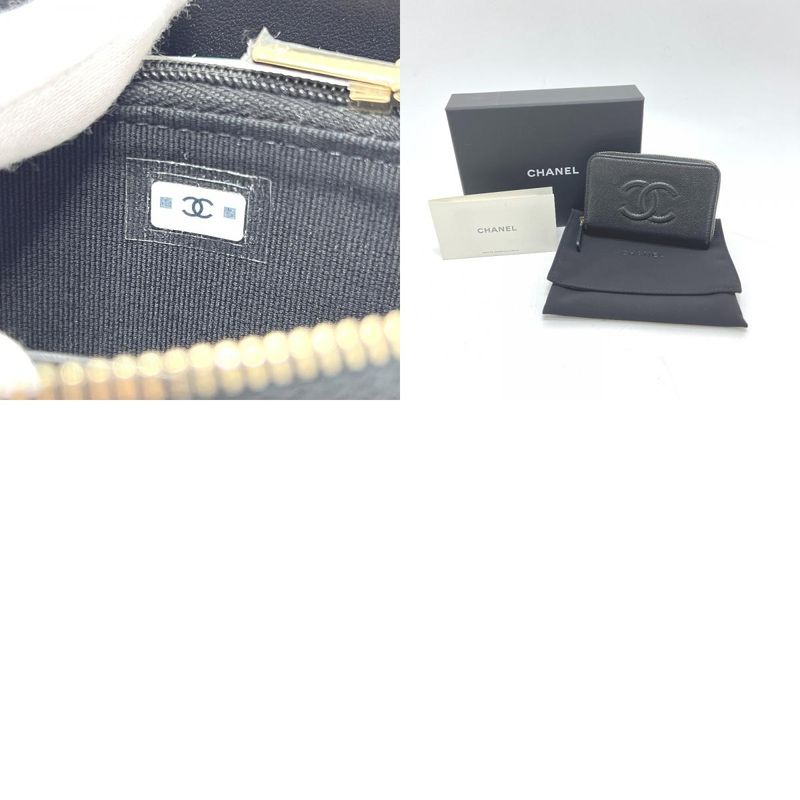 Chanel Long Wallet Coco Mark Ap4658 Caviar Skin Black