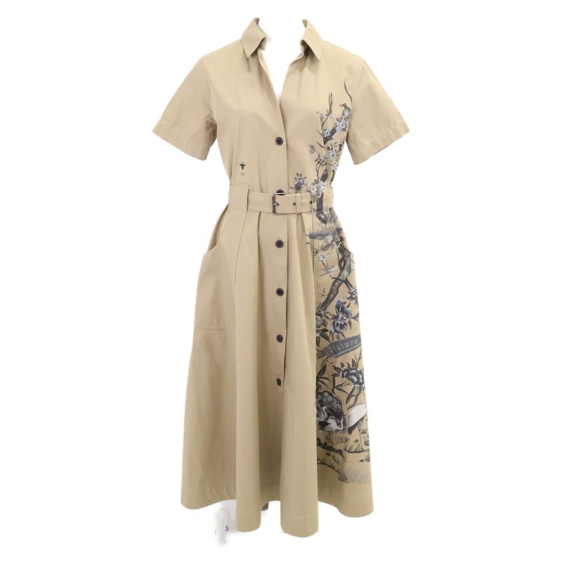 Christian DIOR257r46a3419 Cotton Midi Shirtdress W/belt
