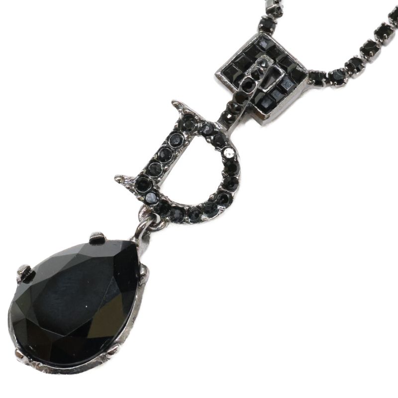 Christian DIOR D Motif Teardrop Top With Rhinestone Chain