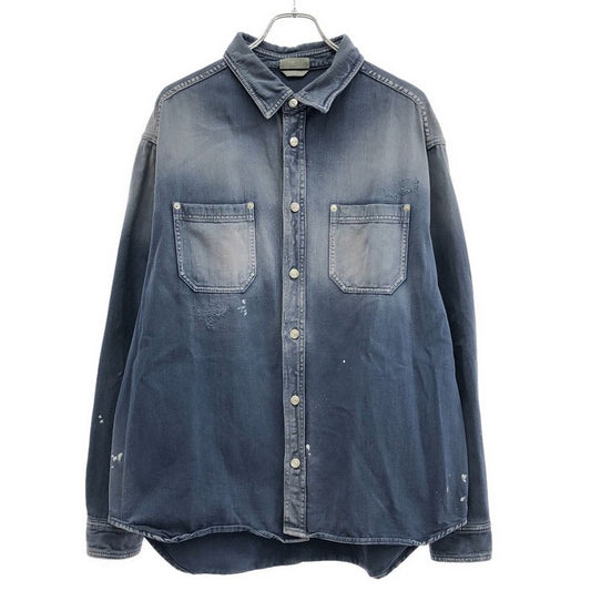 Dior 19aw Raymond Pettibon Raymond Pettibon Mona Lisa Embroidery Denim Shirt