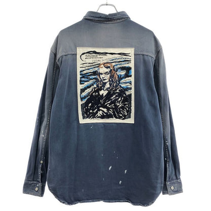 Dior 19aw Raymond Pettibon Raymond Pettibon Mona Lisa Embroidery Denim Shirt